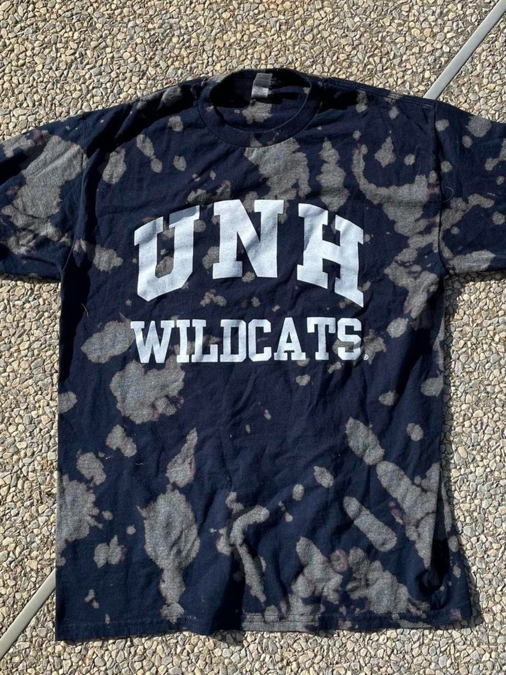 Gildan Navy Tee with Light Gray Bleach Spots